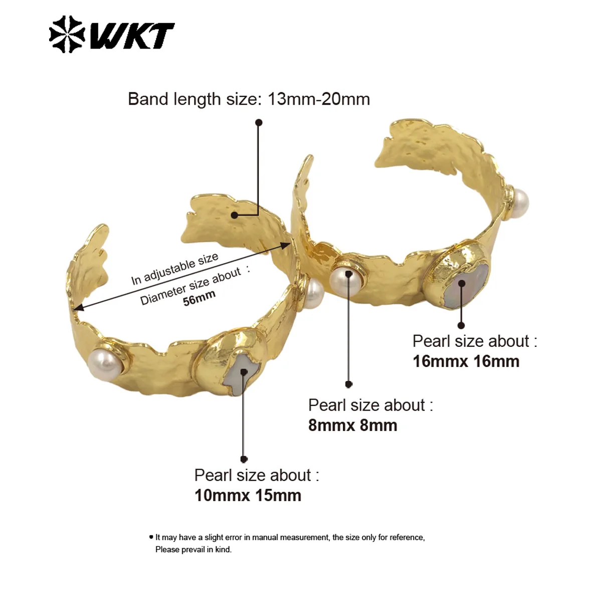 WT-MPB131 Fashion New Natural Freshwater Pearl Cuff Bangle Can Be Adjustable With 18k Gold Plated For Girls ACC