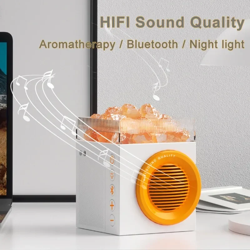 Creative Desktop Wireless Bluetooth Speaker Aromatherapy HIFI Sound Quality Audio Night Light with Crystal Stone Romantic Gifts