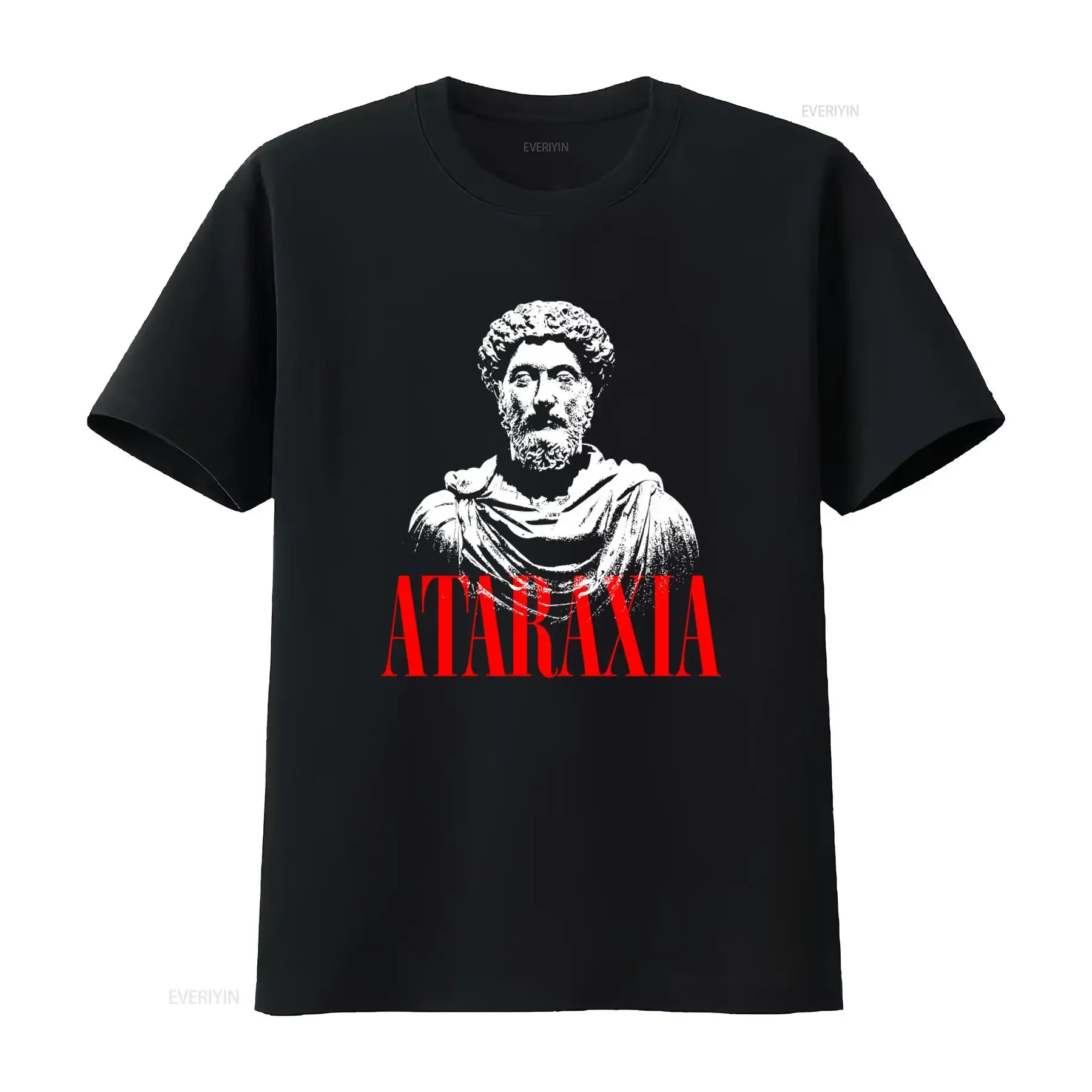 Camiseta con estampado de Ataraxia de la filosofía stoica romana antigua de Marc Aurel para hombre, estilo vintage, lavado, gráfico, ligeramente cómodo