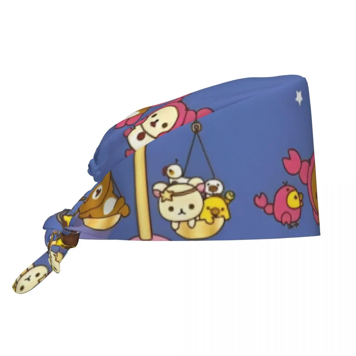 Nurse Hat Cartoon Rilakkuma Anime Girls Work Scrub Cap Casual Medical Hat For Unisex Women Long Hair Graphic Working Caps