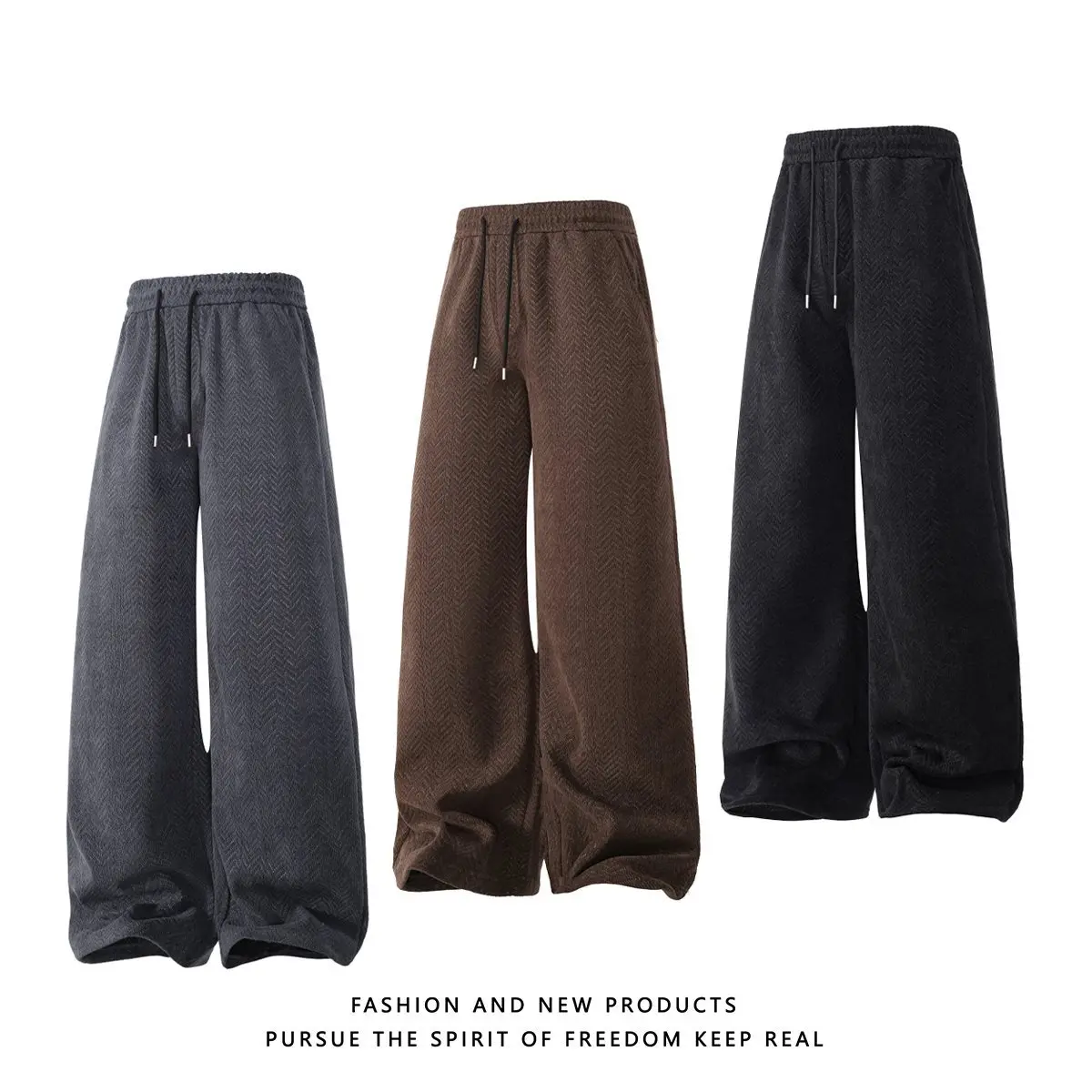 

Spring 2026 New Sle Couple's Casual Pants Wheat Ear Patterned Striped Sports Sweatpants Faionable Urban Sle Straight Leg