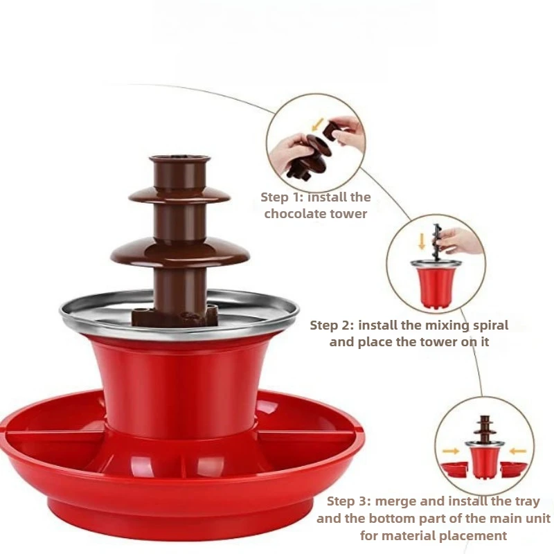 

‌ 3-уровневый шоколадный фонтан, съемная плавильная башня с водопадом, мини-портативный десертный фонтан для вечеринок