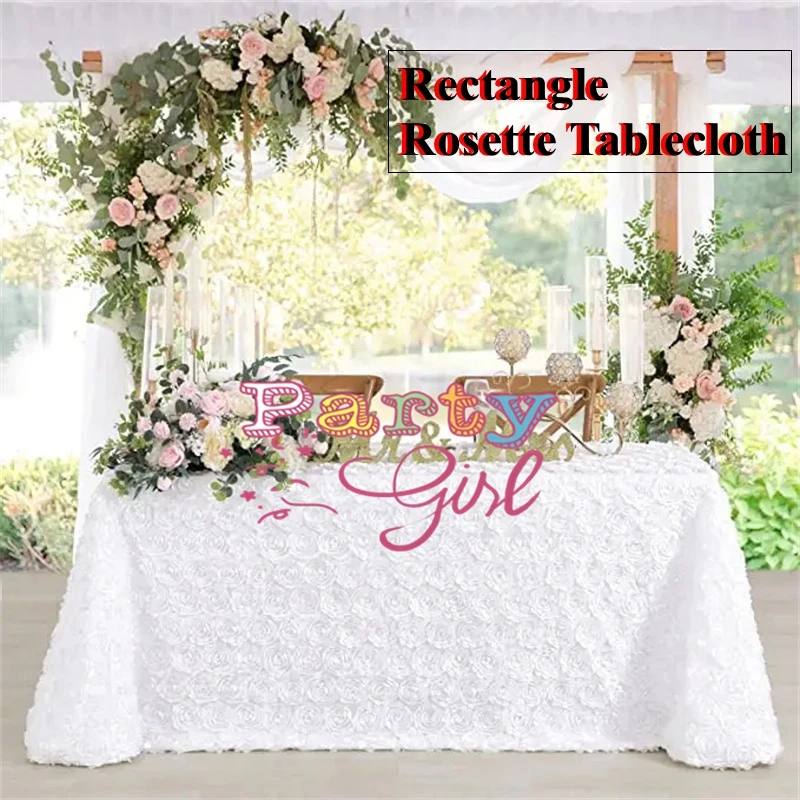 

Wholesale Price Satin Rosette Table Cloth Wedding Tablecloth For Banquet Event Decoration