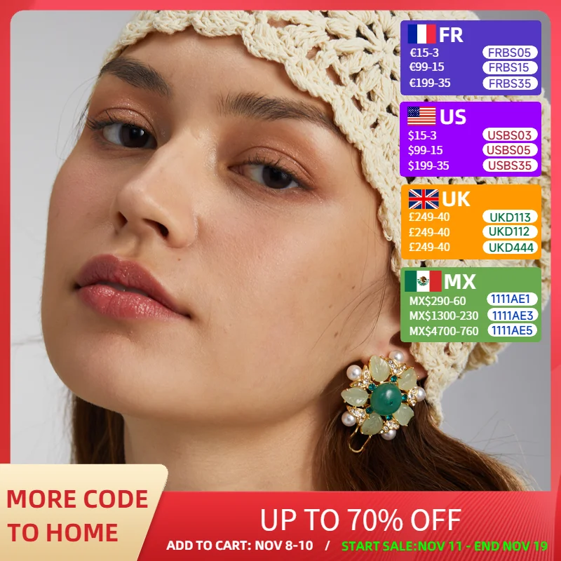 

Vintage Green Earrings Flower Jade Leaf Pearl Luxury Designer Jewelry Large Gold Color Accessories Woman High Quality 2025 New