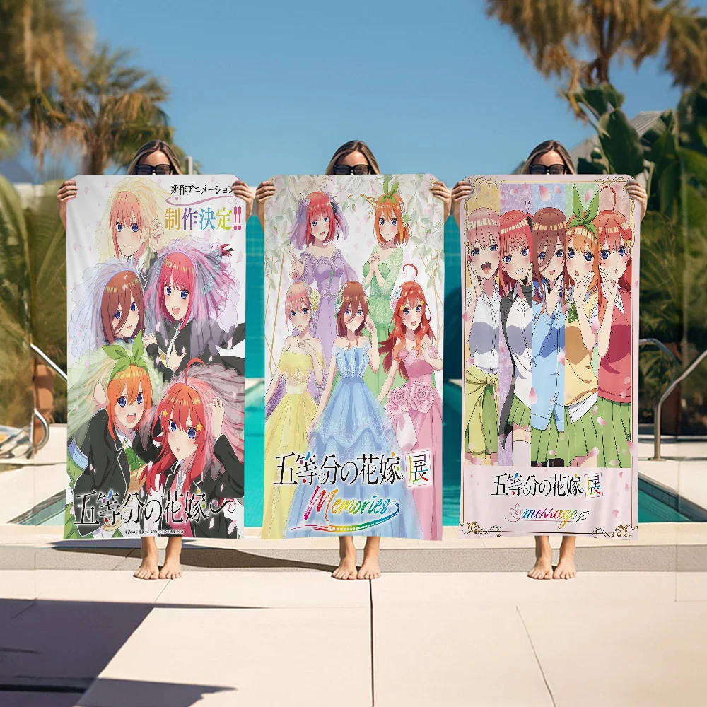 

Anime Q-Quintessential Quintuplets Beach Towel Colorful Bath Towels Microfiber Dry Custom Sand Free Beach Yoga Spa Gym Pool