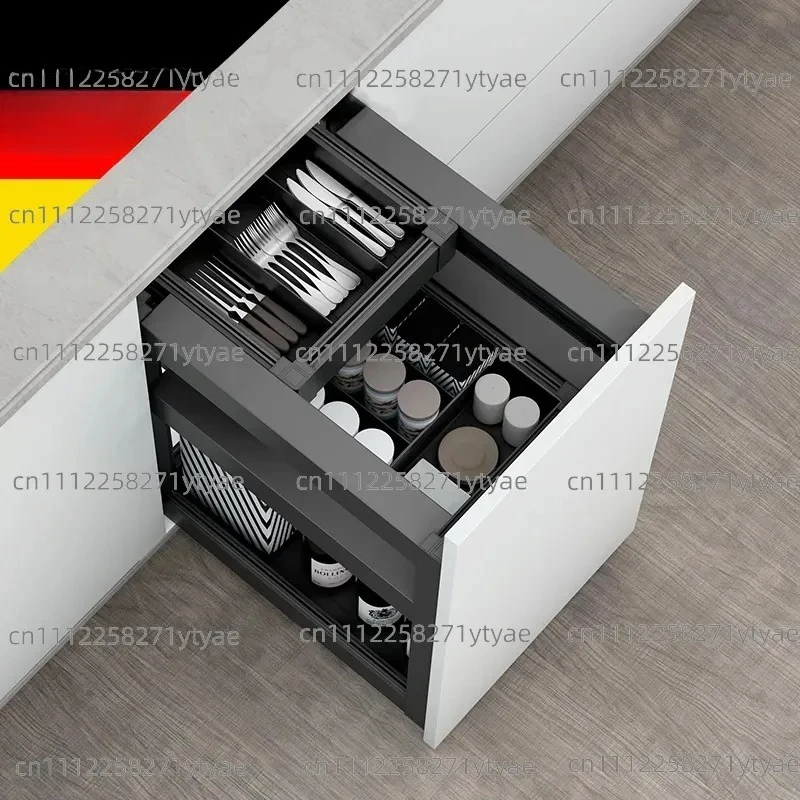 Kitchen Cabinet Pull Basket Drawing Middle Drawing Seasoning Pull Basket Double Layer Push-Pull Drawer Kitchen Storage