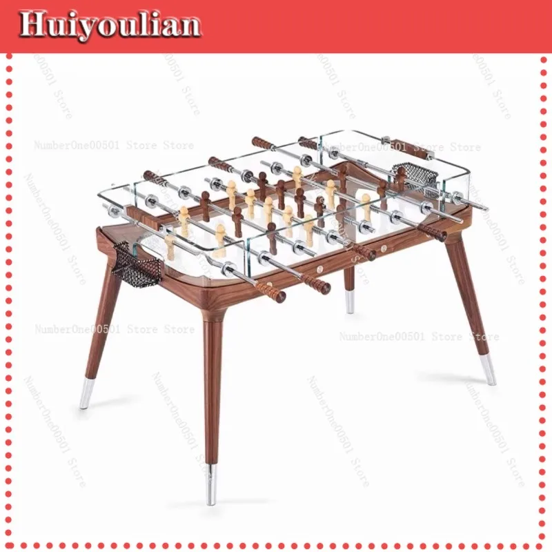 Wooden Football Table Entertainment Place Double Athletic Tempered Glass Telescopic Rod Table Football -011