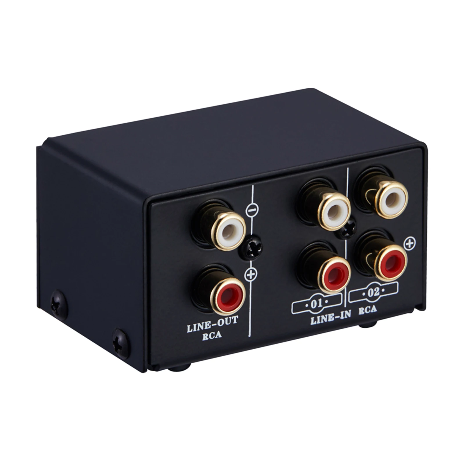 

LYNEPAUAIO Audio Switcher RCA 2 in 1 Out / 1 in 2 Out A/B Switch Stereo Audio Splitter Box with No Distortion RCA Jack