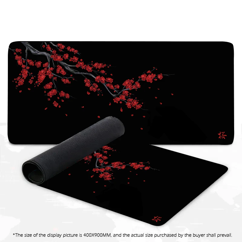 Red Sakura Design Mouse Pad Large Computer Laptop Offices Game Mat Rubber Anti-slip Gaming Accessories Keyboard Mats 400X900 MM