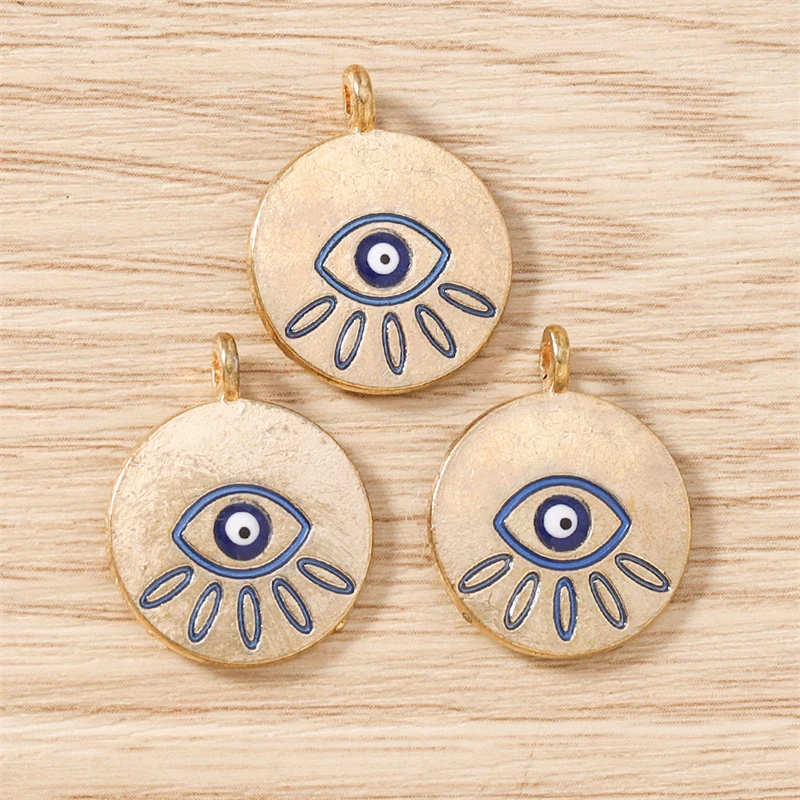 Tusember 10pcs 18x22mm Alloy Enamel Turkish Blue Evil Eye Charms for Pendants Earring Bracelet Jewelry Making DIY Accessories view 6