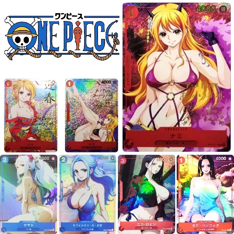 

ONE PIECE Anime Characters Nami Kozuki Hiyori Black Maria DIY Homemade Bronzing Toys Christmas Birthday Gift Collection Card