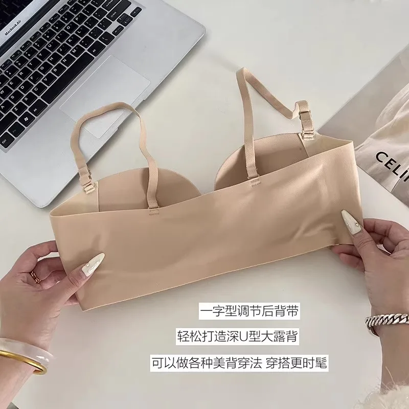 Liquid Tech Front-Button Strapless Bra Anti-Gravity Gather Support | 2026 Seamless Invisible Bralette | No Trace Beautiful Back image 5
