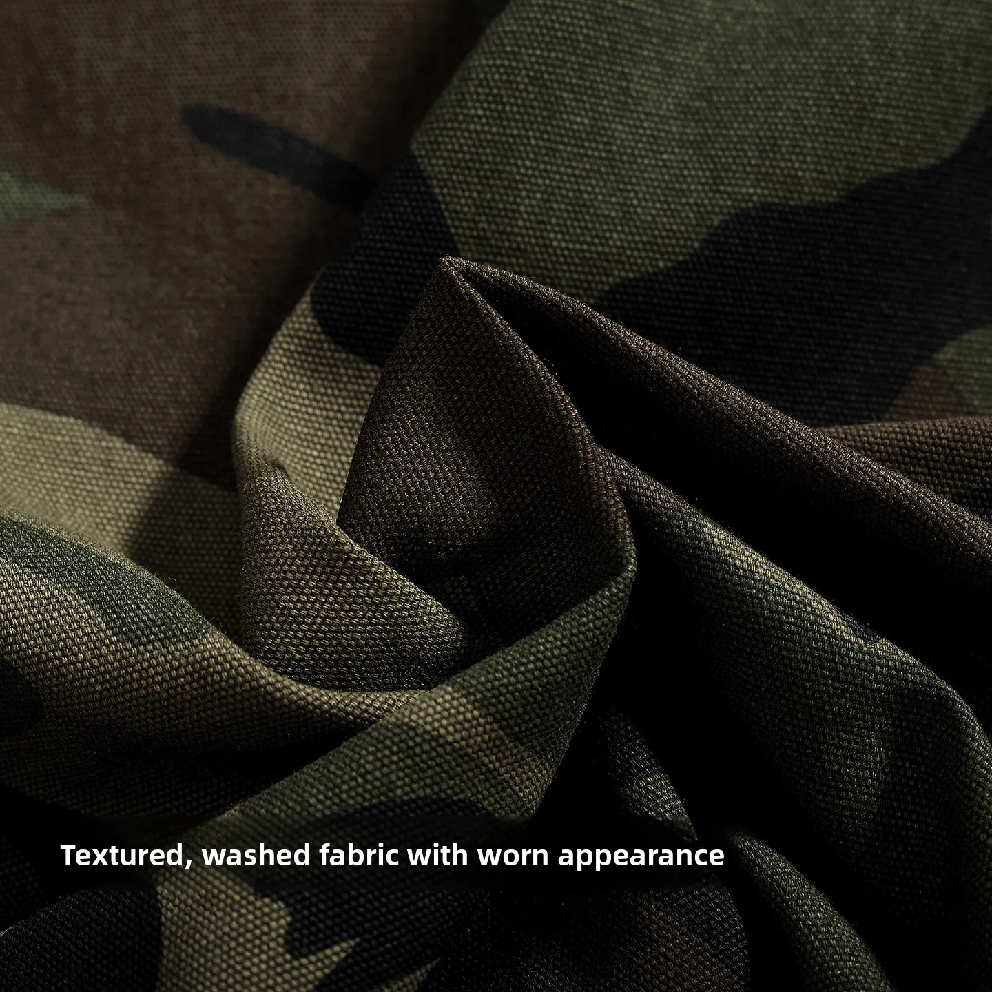 Retro Camouflage Long Sleeve Shirt Men's Heavy Canvas Weathered Loose Casual Outerwear Outdoor Functional Style Standard Fit