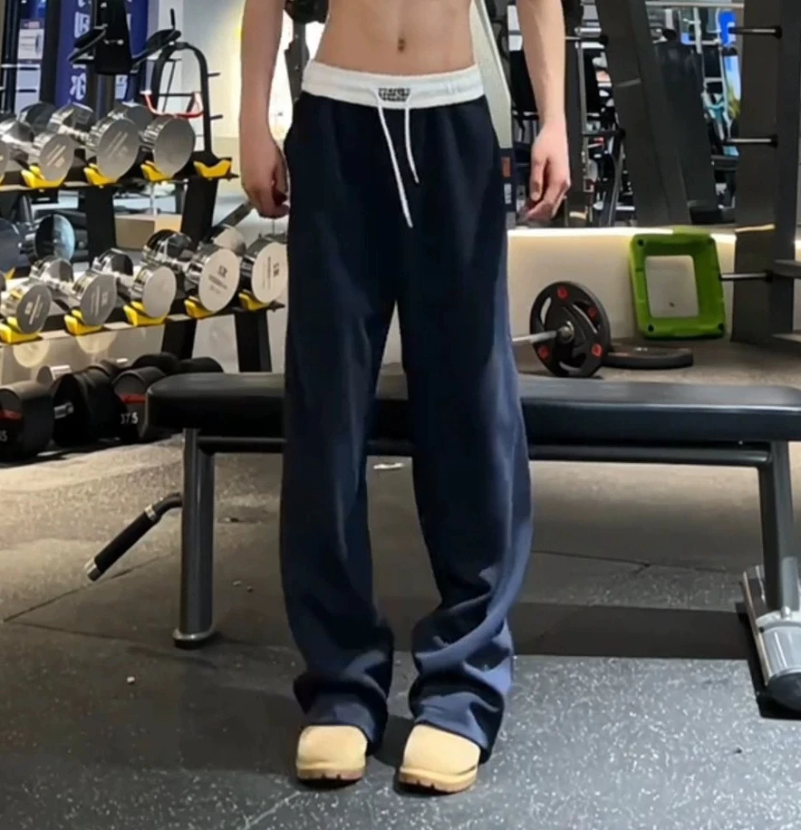 

American Fitness Sweatpants Men's Cleanfit Embroidered Casual Straight-leg Pants Drape Pants