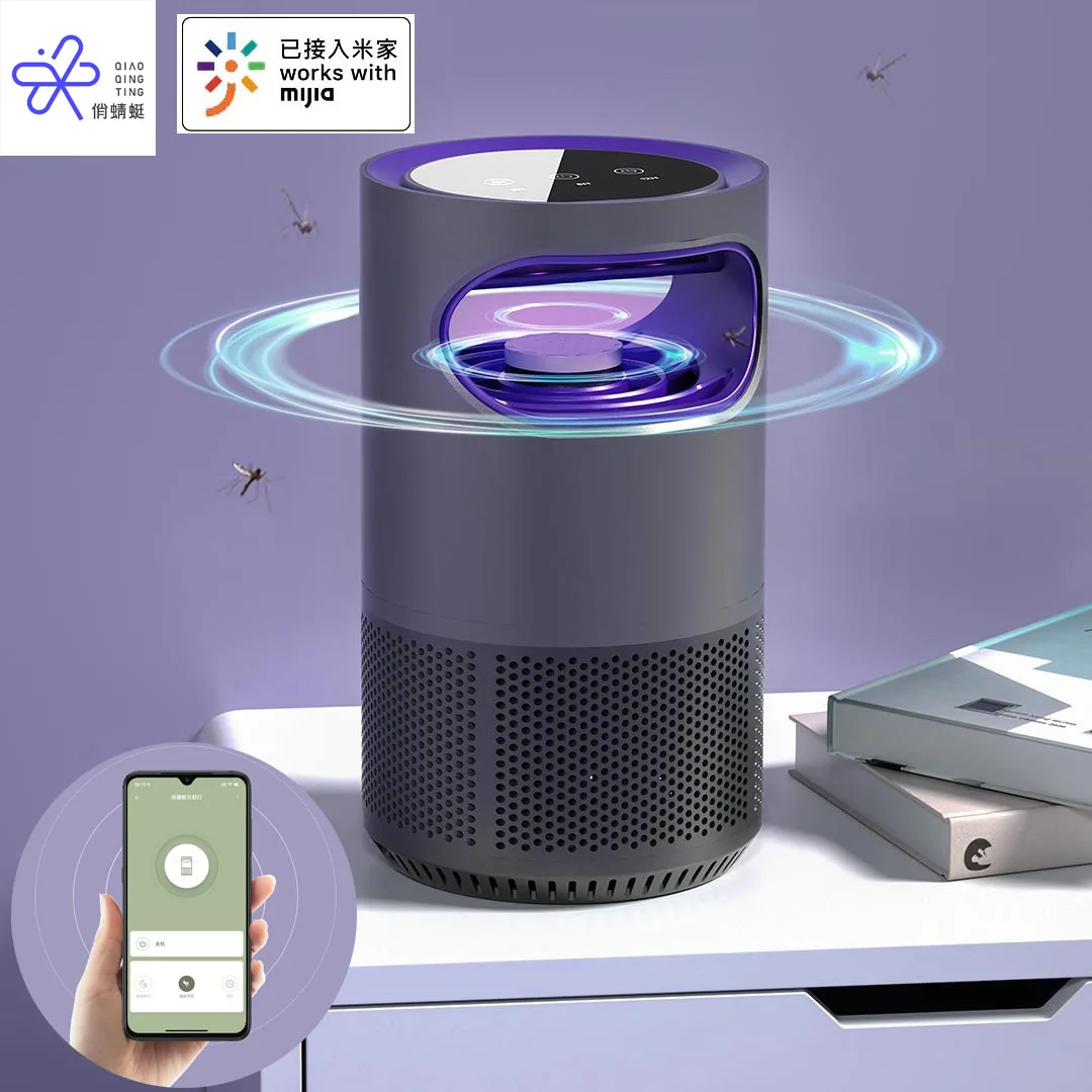 QIAOQINGTING-lámpara eléctrica USB para matar mosquitos, luz LED profesional, trampa para mosquitos, bajo ruido, Control remoto, temporizador, funciona con la aplicación mihome