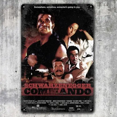 Commando Movie Metal Poster – Arnold Schwarzenegger Sammelbares Blechschild 20x30cm – Aluminium