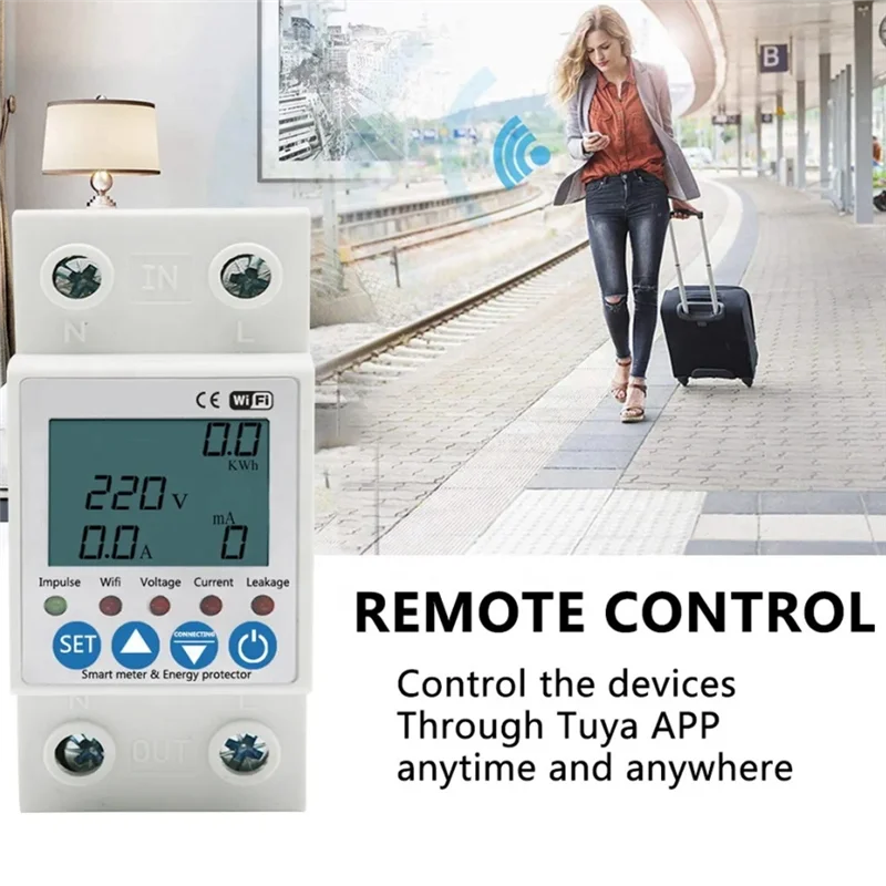 A37T-2P Tuya Wifi Intelligent Leakage Protecting Switch 63A Current Voltage Monitoring Circuit Breaker Timer Power Meter Durable