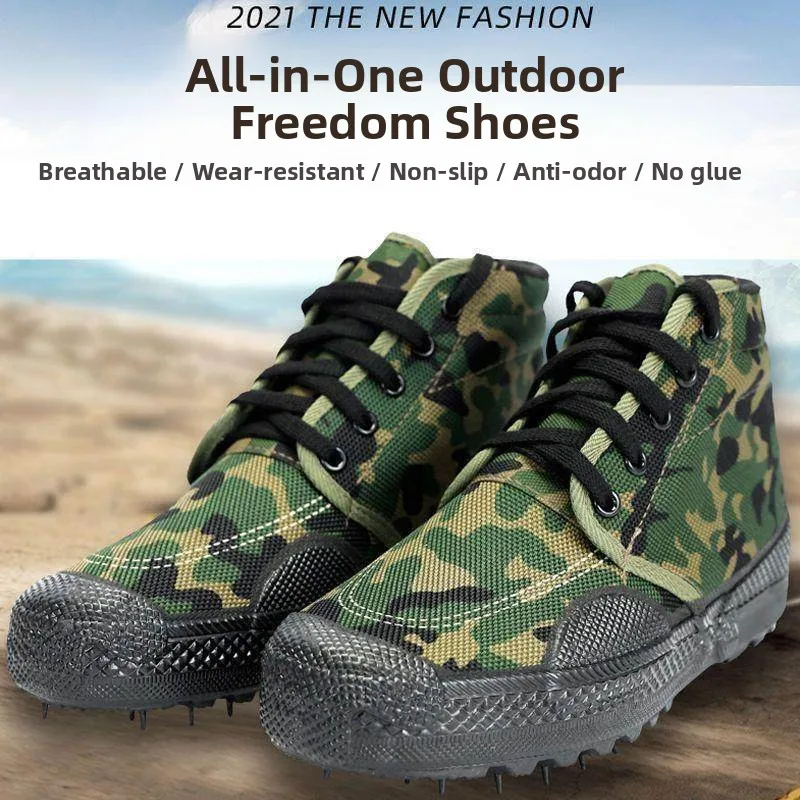 Men's High-Top Canvas Labor Protection Shoes Anti-Slip Wear-Resistant Breathable Farm Shoes Casual Work Shoes round Toe Rubbe...