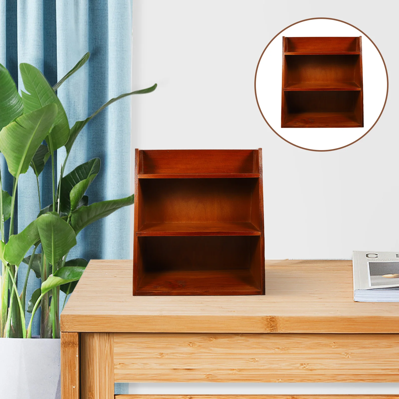 متعدد الطبقات تخزين الرف منظم سطح المكتب الخشبي المنزل مكتب مزرعة ديكور الخشب الحرفية أشتات حامل المنزلية