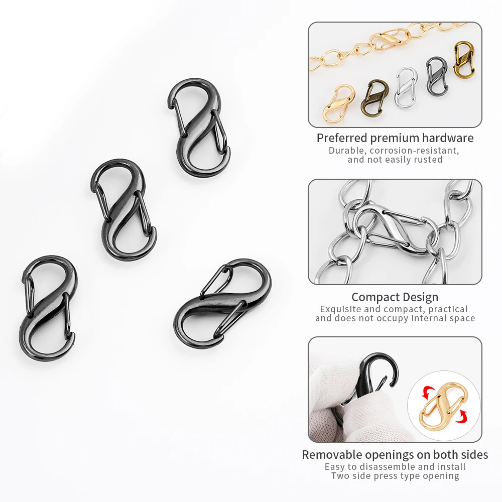 

10/20/30Pcs 16mm Metal Bags Buckle Double D Ring Side Clip Clasp BagChain Connector Webbing Hanger Hook DIY Hardware Accessories