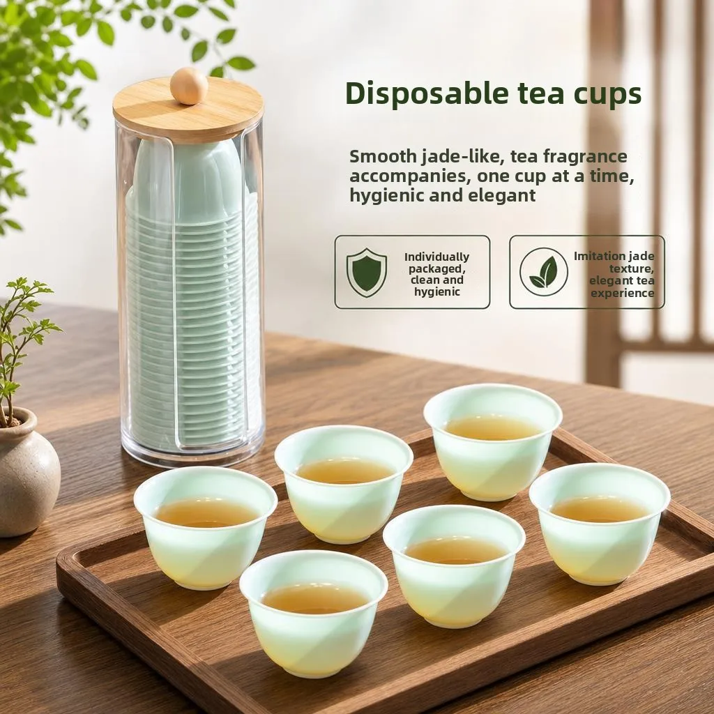 

Disposable Tea Cup Travel Size Food Grade Guest Waiting Cup High End Cup Emerald Green like Jade Gongfu Small Tea Cup Set