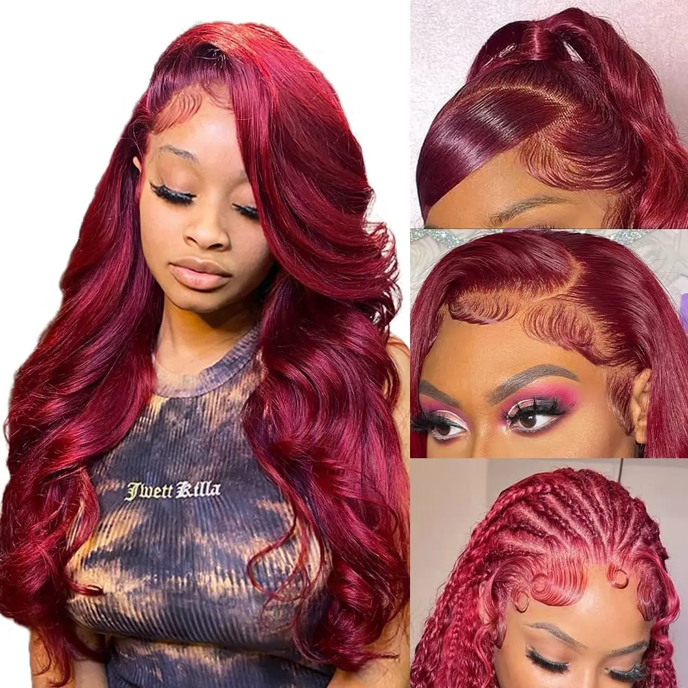 

Red Lace Front Wig Body Wave 99J Burgundy Human Hair Wig 13x4 13x6 HD Lace Front Wigs Human Hair Pre Plucked Red Wine Wigs