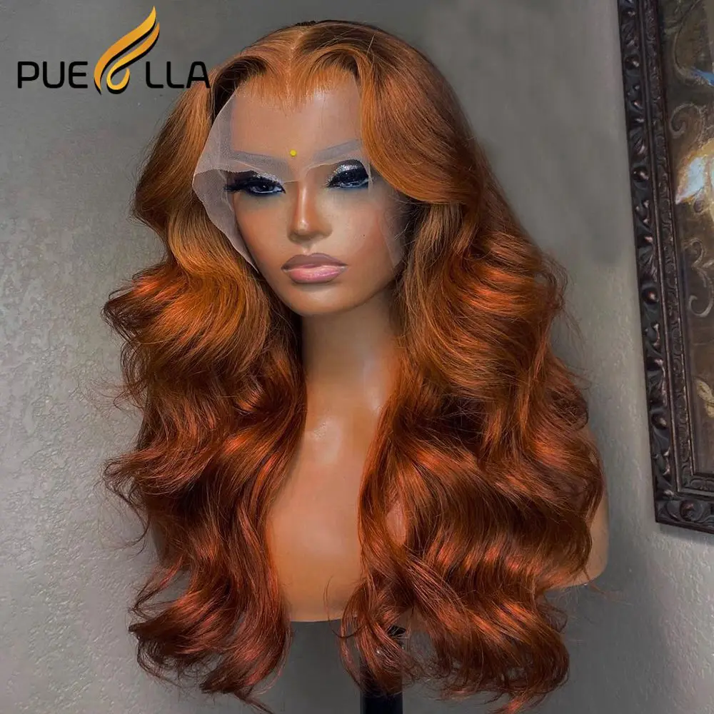 Gember Oranje Gekleurde Body Wave 13X4 Lace Front Menselijk Haar Pruik Burgundy Red Losse Golf Kant Frontale Pruiken Voor Zwarte vrouwen