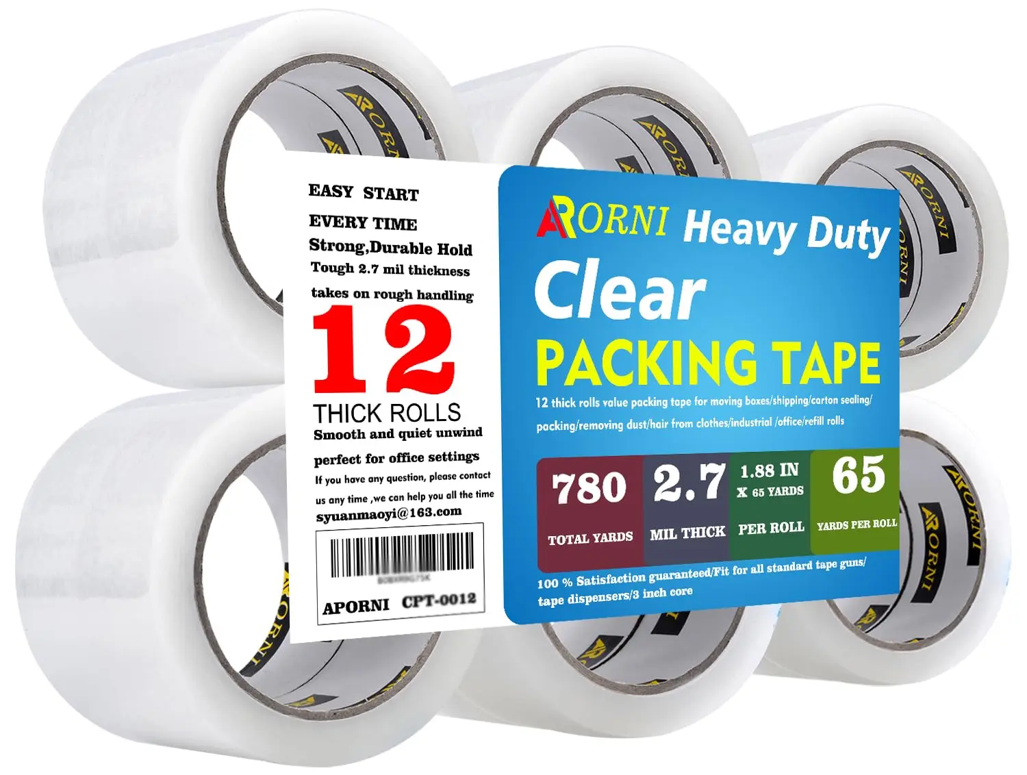 

Прозрачная упаковочная лента повышенной прочности, запасные рулоны для запечатывания коробок, отлично подходит для упаковки, доставки и переезда, 12 рулонов