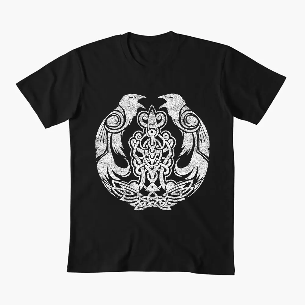 

Viking Celtic Huginn & Munnin Odins Ravens Nordic Gift T-Shirt Viking Runes Norse Myths Graphic clothes 100% cotton All size top