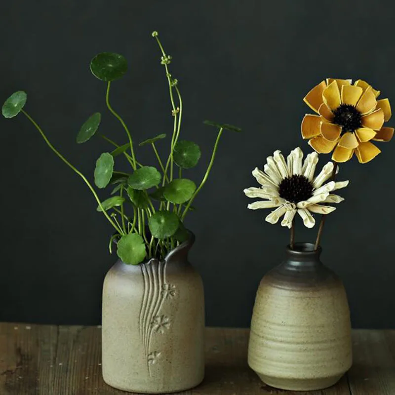 Japanese Retro Style Flower Arrangement Container Hydroponic Flowers Vase Ceramic Crafts Desktop Ornaments Garden Home Decor