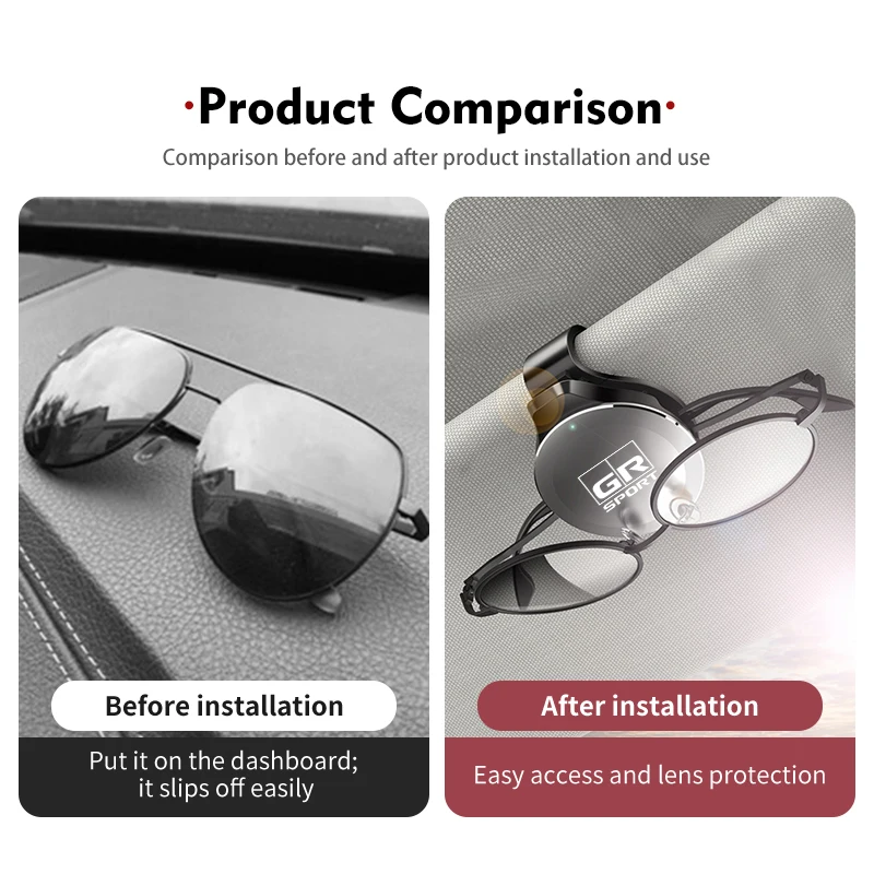 For Toyota Car Sun Visor Holder Storage Sunglasses Clip Portable Glasses Holder GR Sport Gazoo Racing Yaris 86 Corolla Hilux view 4