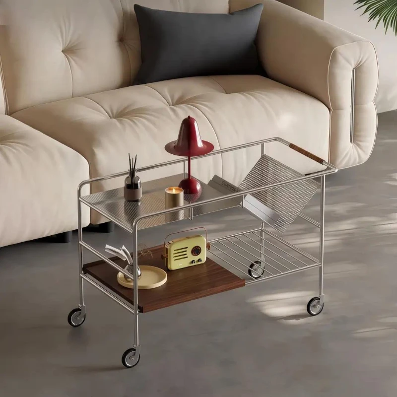 movable pulley, sofa side table, living room storage trolley coffee table