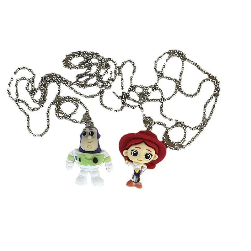 Disney Cartoon Toy Story Figure Cute Buzz Lightyear Jessie Woody Alien Lotso Necklace Ornament Kids Collection Doll Jewelry Gift