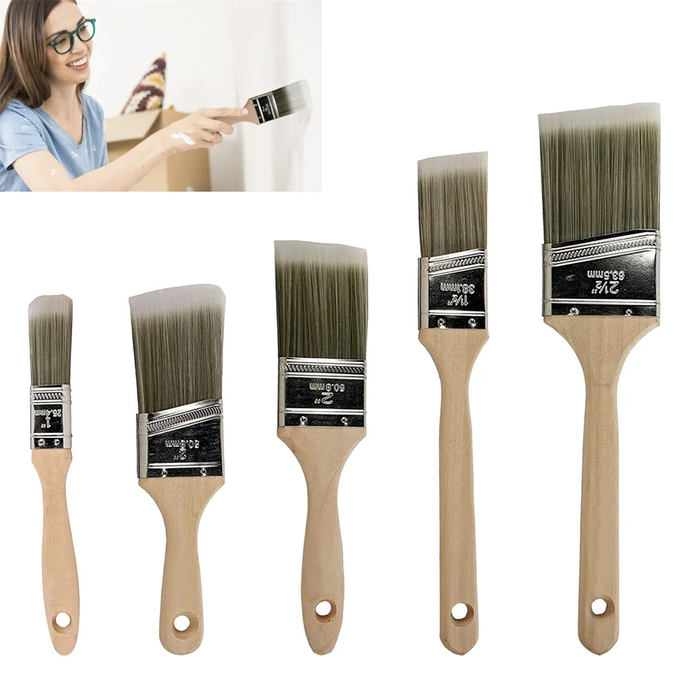 Double Thick Chip Paint Brush Set,Wood Stain Brushes for Painting Walls and Fence Staining, Wooden Handle Masonry Paintbrush