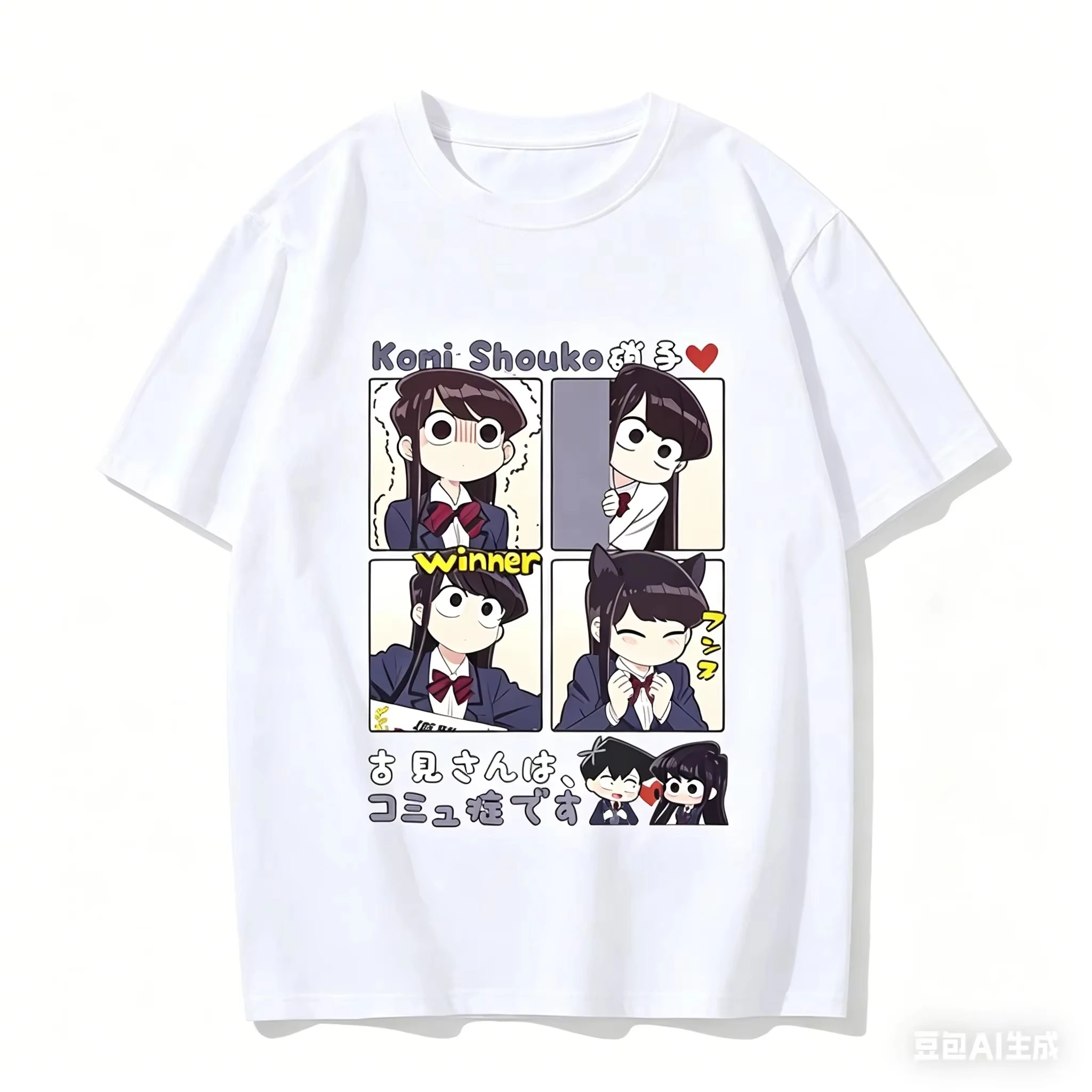 Unisex Casual Fashion Streetwear T-Shirt, Komi Can't Communicate Anime Graphic Suitable for All Seasons Perfect Gift T-Shirt