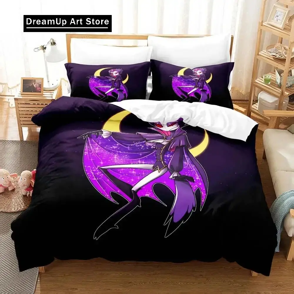 Anime Stolas Helluva Hazbin Hotels Boss Bedding Set Boys Girls Twin Queen Full Size Duvet Cover Pillowcase Bed Adult Bedroom