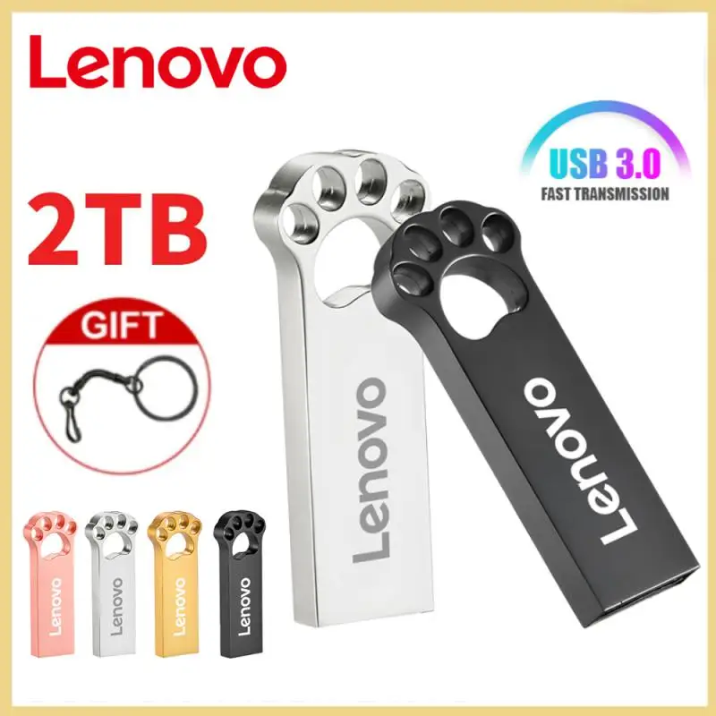 Lenovo-Mini Metal USB 3.0 Flash Drive, Pen Drive Garra Gato, Memory Stick, PenDrive de Alta Velocidade, U Disco, Presente, 2TB, 1TB