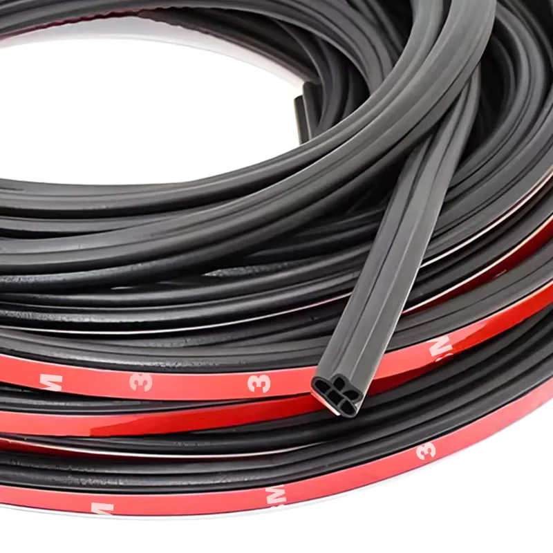 5/10mDouble Layer Car Door Rubber Seal Strips Seal Adhesive Sticker Window Engine Cover Door Trunk Noise Insulation Weatherstrip