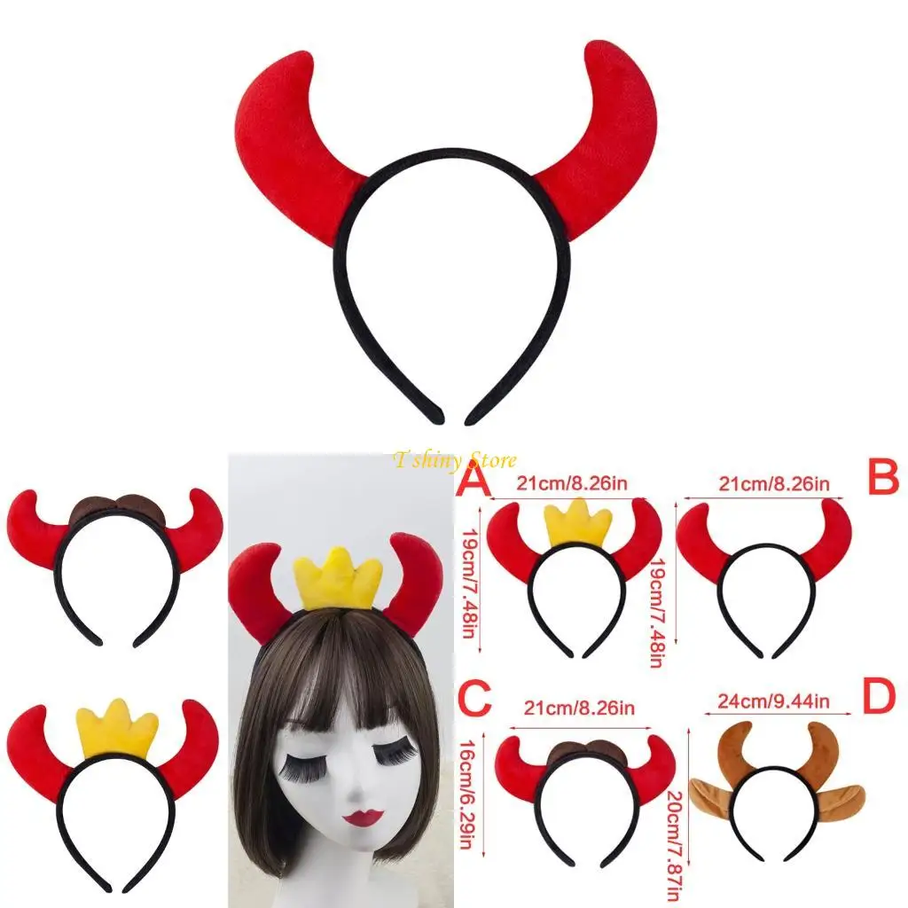

N58F Дьявол Рога Группа с мягкой тканью для косплей Хэллоуин Комфортный унисекс головной убор