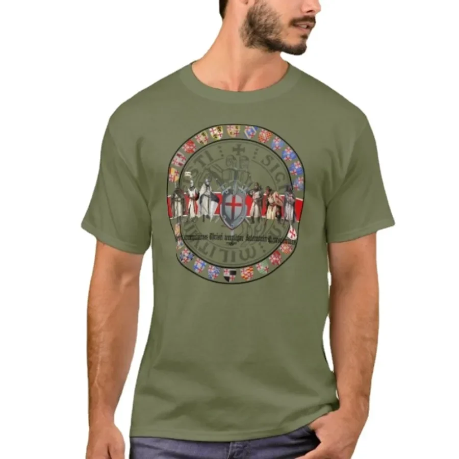 Coats of Arms of The Templar Grand Masters. Knights Templer Graphic with The Shield and Swords T-Shirt Cotton Mens T Shirt New