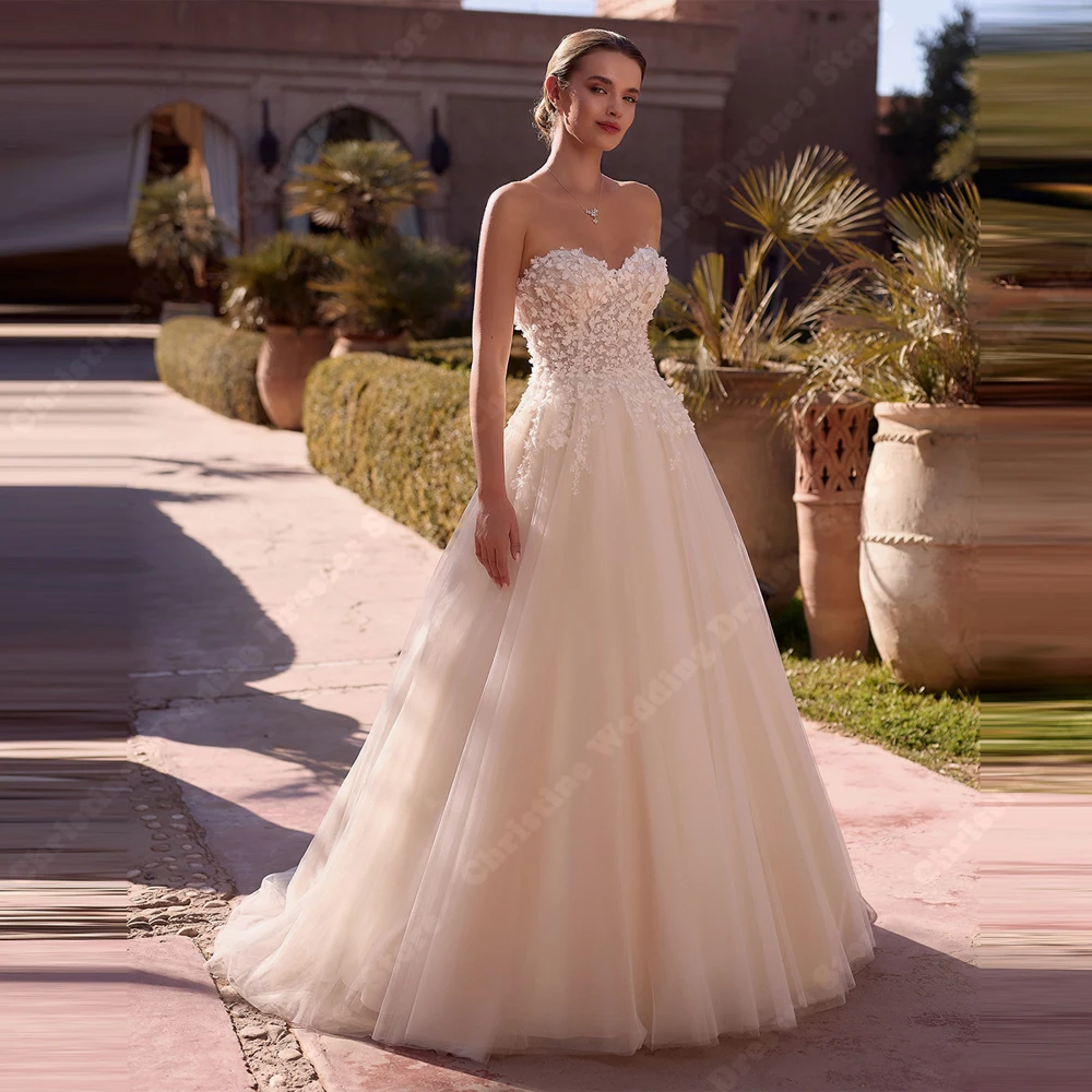 

Sweetheart Collar Women Bridal Gowns Fascinating Sleeveless Wedding Dresses Mopping Length Party Vestidos De Novias Customized