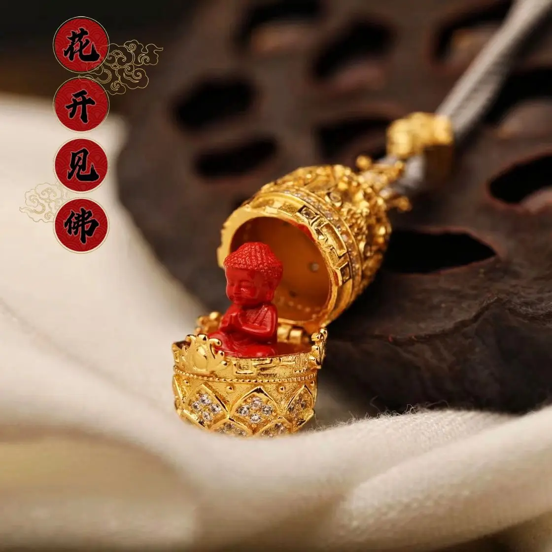 Vintage Blossom Buddha Gau Pendant Tibetan Inspired Zodiac Year Protection Brass Copper Unisex Amulet Necklace Spiritual Gift