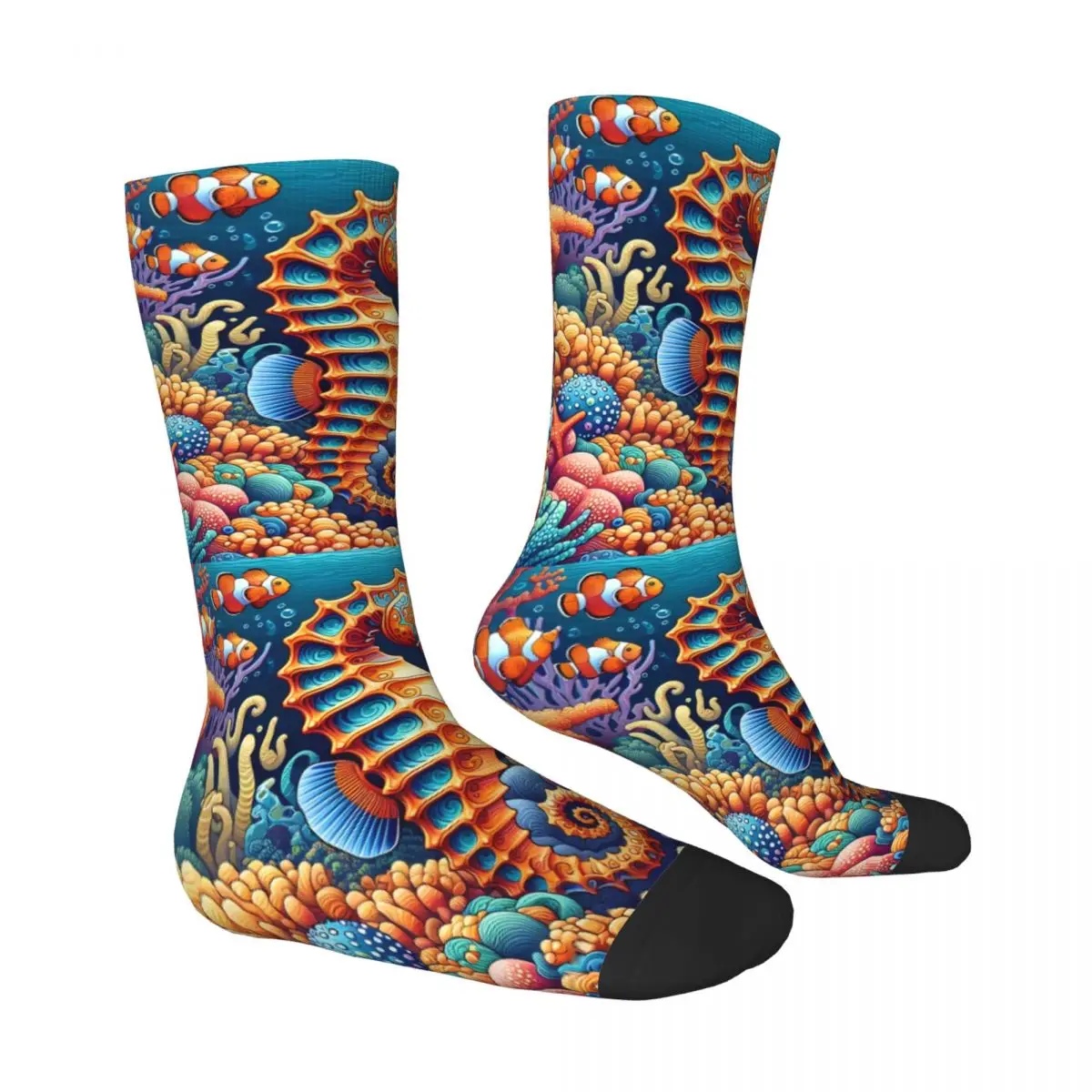 Sea Horse Sock Printed Man Polyester
