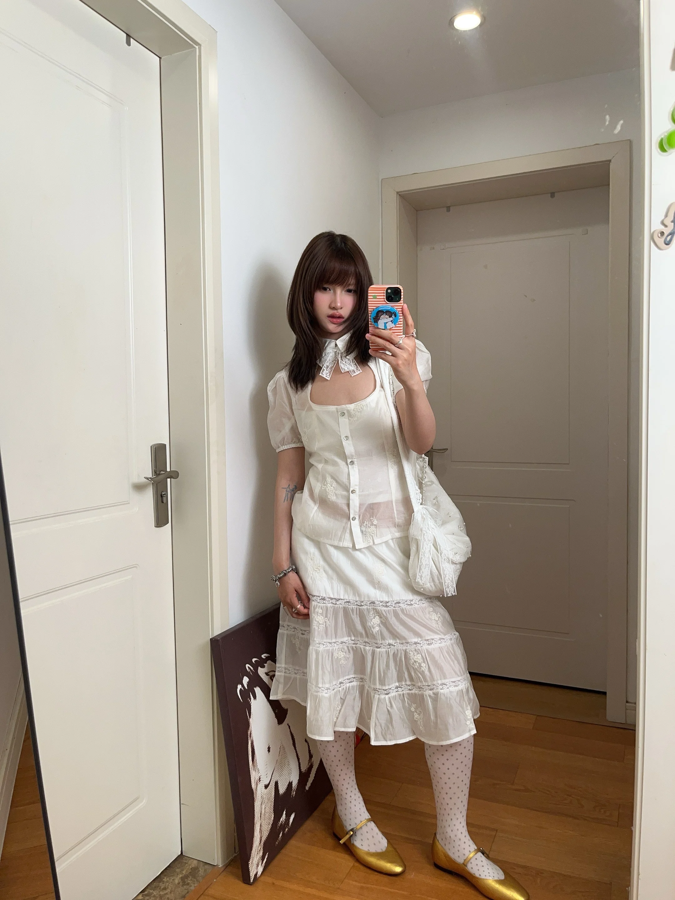 

High-Quality Lace Half Skirt Women's Spring Summer New Style Versatile Heavyweight Silk Cotton White Gauze Large Flounce Skirt
