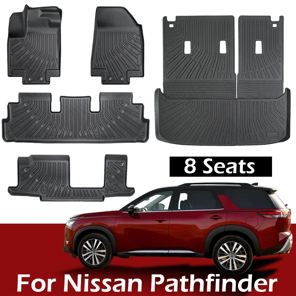 

Floor Mats for Nissan Pathfinder Fuel 2022-2024 2025 8 Passenger All Weather TPE Car Floor Liners Accessories Fit for 8 Seats
