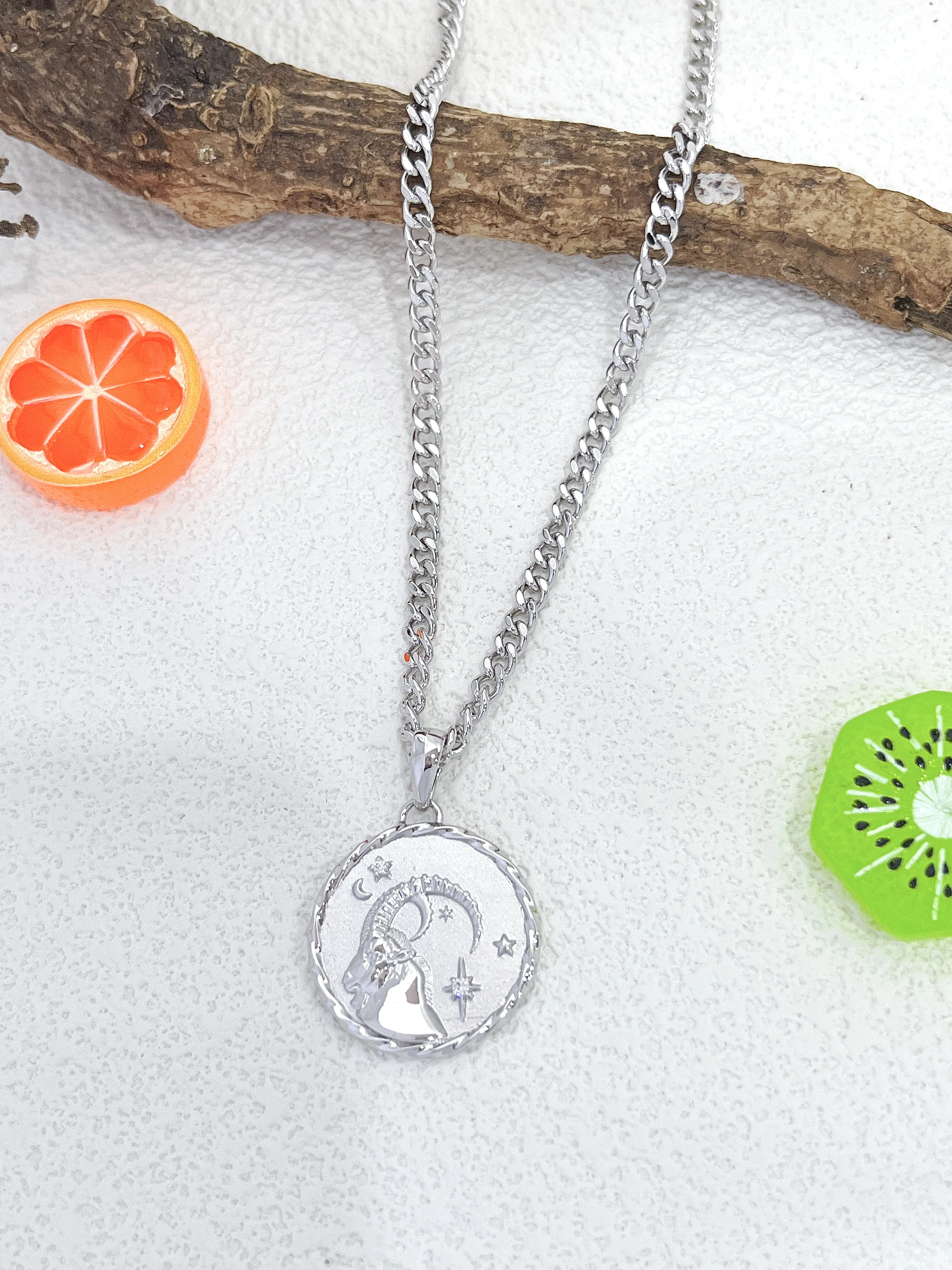

12 Constellations round Pendant Necklace for Men And Women Cross-Border Jewelry Popular in Europe And the United States