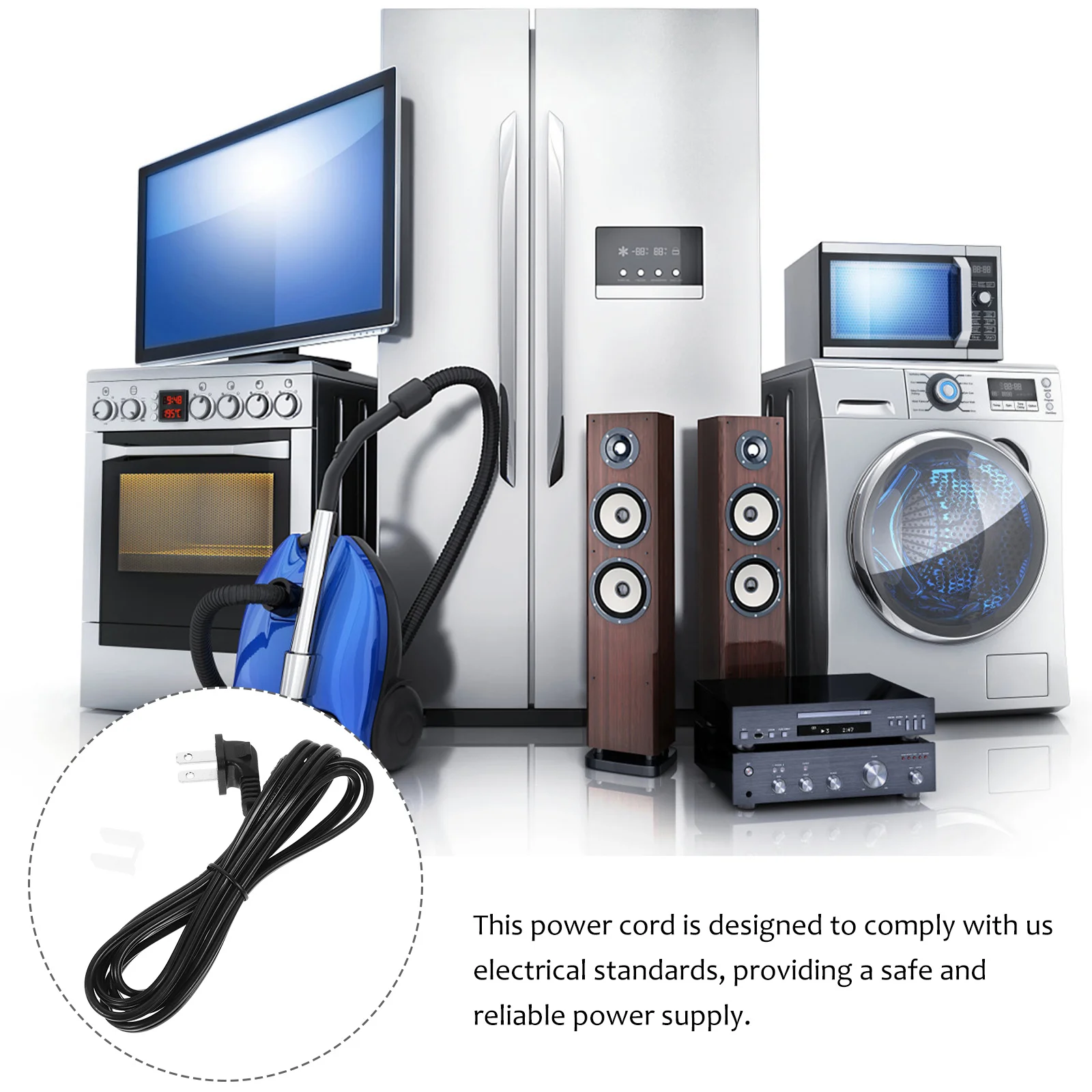 

American Style Power Prong Angled Plug Flat Lamp Cord Electrical Extension Cable Power Supply Replacement