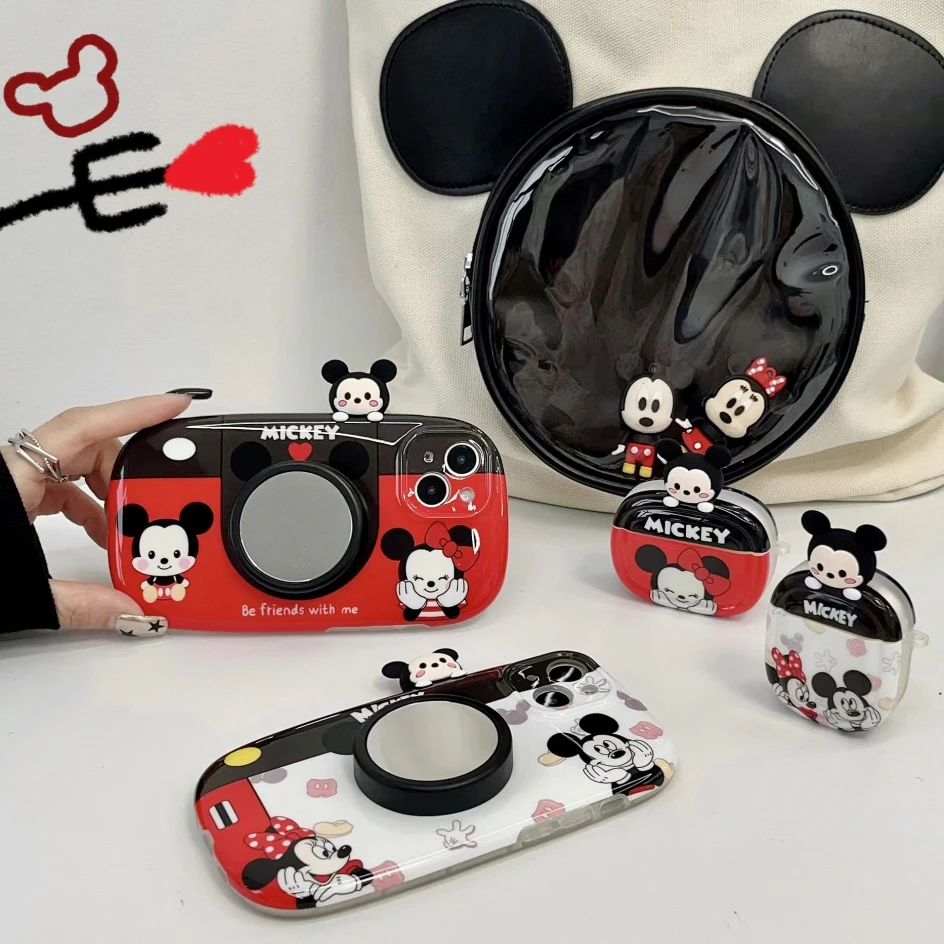 

Mickey Minnie Soft Silicone Case for iPhone 15 14 Plus 13 12 Pro Max Cute Disney Cartoon For Airpods 1 2 3 Pro 2 Headphone Cover