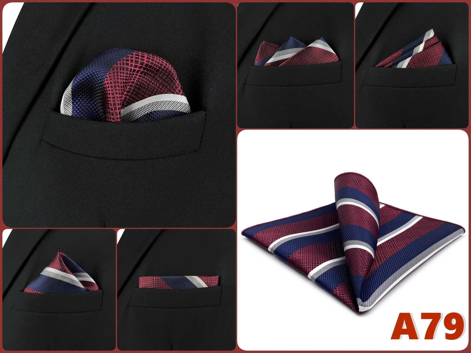 Luxury Mens Pocket Square Handkerchief Multiple Designs Classic Suit Hanky Large Striped Gentlemen Wedding Party Gift for Men