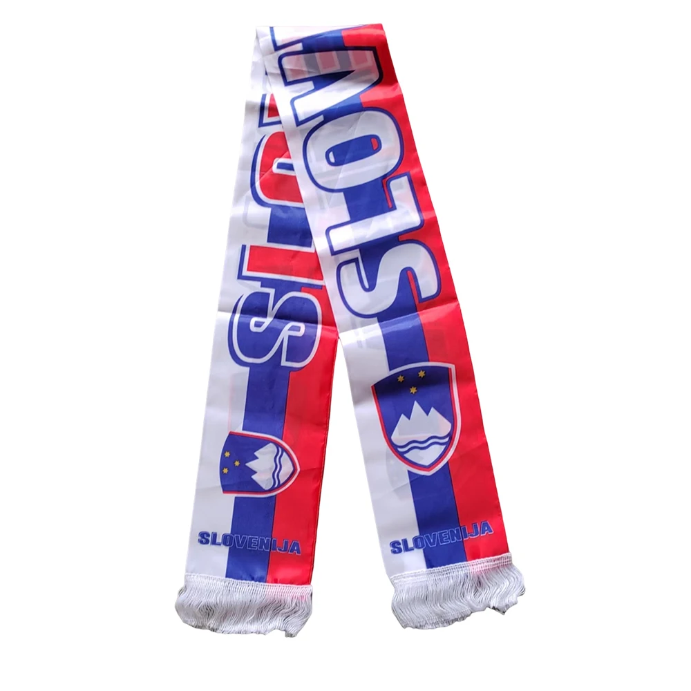 Flagnshow 100% Polyester Double Side Printing Slovenija Flag Scarf With tassel